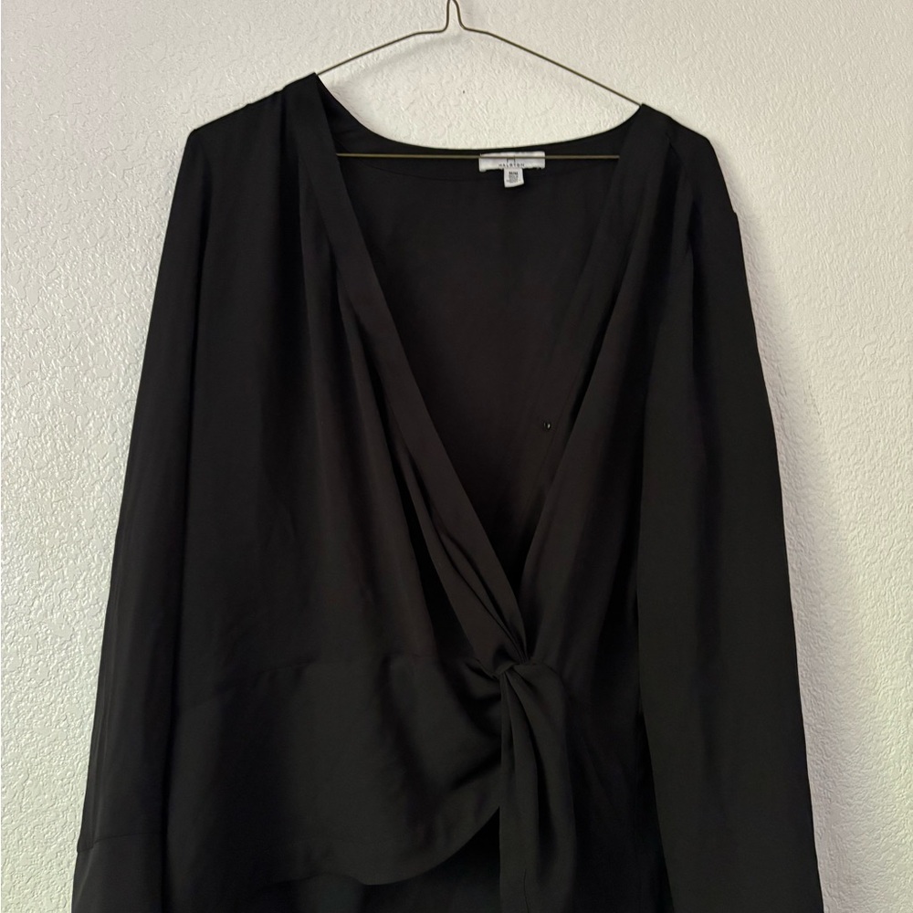 Halston Heritage Black Long Sleeve Wrap Blouse